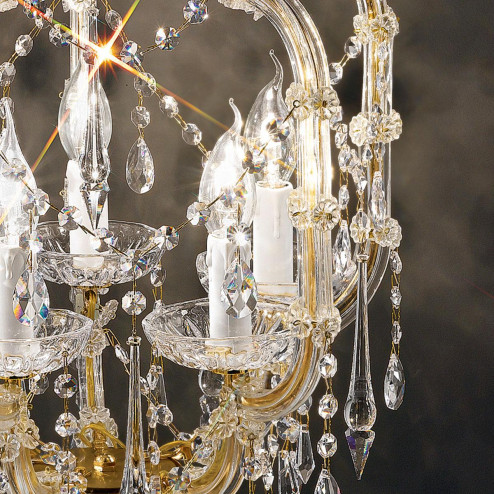 "Baricco" lustre vénitienne en cristal - 5 lumières - transparent avec Swarovski pendentifs