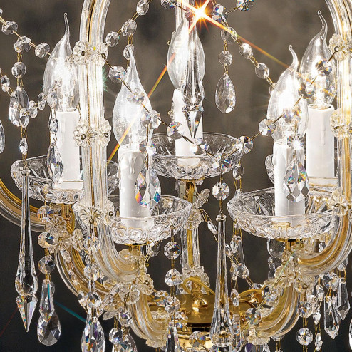 "Baricco" lustre vénitienne en cristal - 5 lumières - transparent avec Swarovski pendentifs
