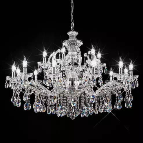 "Boccioni" lampara veneciana en cristal - 12+6 luces - transparente con cristal Asfour