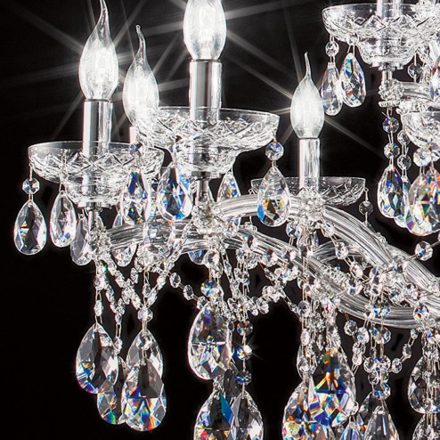 "Boccioni" lustre vénitienne en cristal - 12+6 lumières - transparent avec Asfour cristal