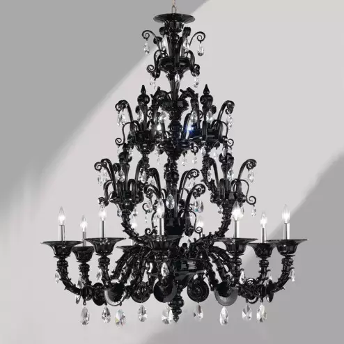 "Dorsoduro" black Rezzonico Murano glass chandelier