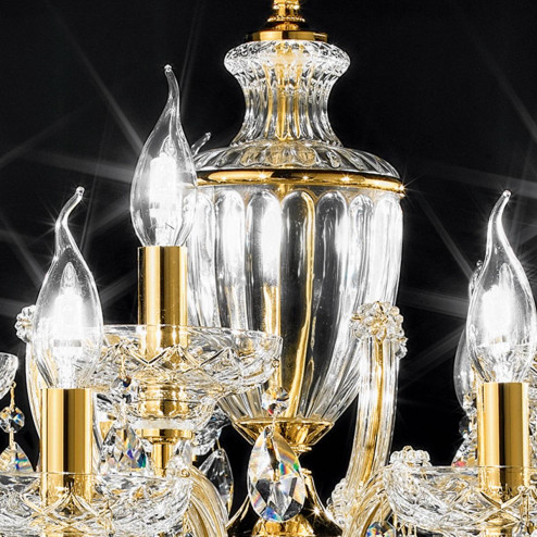 "Boccioni" lustre vénitienne en cristal - 10+5 lumières - transparent avec Asfour cristal