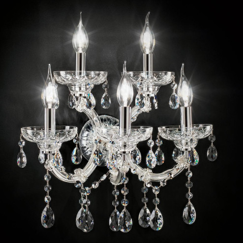 "Boccioni" venetian crystal wall sconce - 3+2 lights - transparent with Asfour venetian crystal