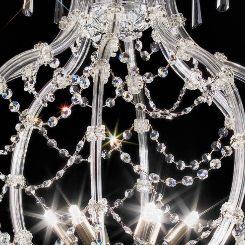 "Modigliani" suspension vénitienne en cristal - 6 lumières - transparent avec Asfour cristal