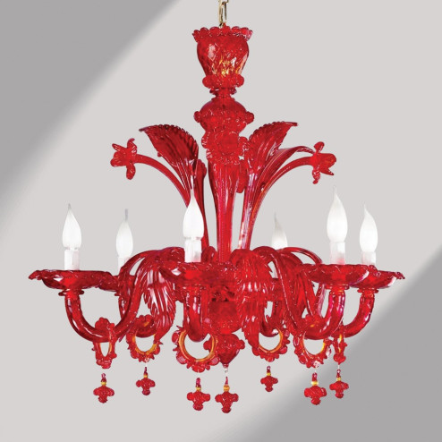 "Santa Croce" red Murano glass chandelier