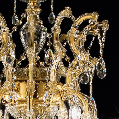 "Dazzi" lampara veneciana en cristal - 12+6 luces - transparente con cristal Asfour