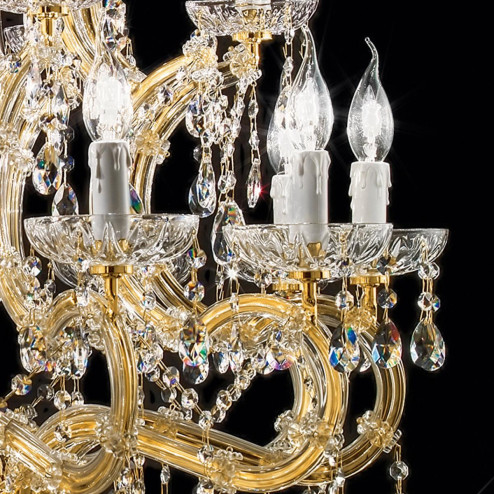 "Dazzi" lampara veneciana en cristal - 12+6 luces - transparente con cristal Asfour