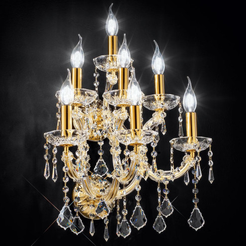 "Spilimbergo" venetian crystal wall sconce - 3+3+1 lights - transparent with Asfour venetian crystal