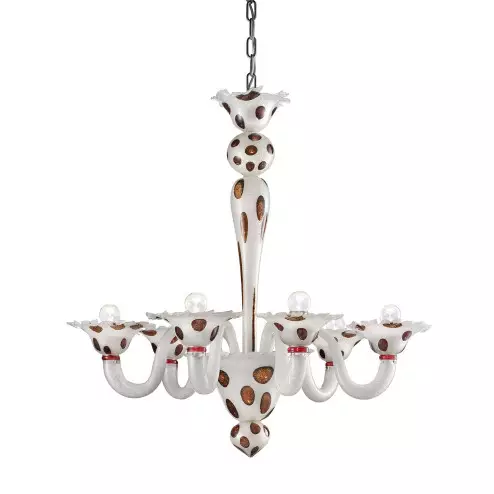 "Dalmata" 6 lights Murano glass chandelier