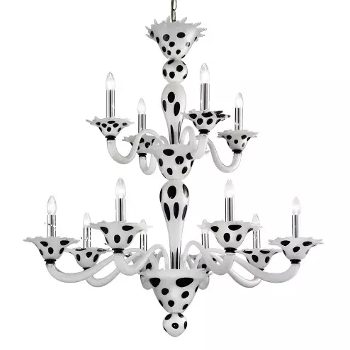 "Dalmata" 8+4 lights Murano glass chandelier