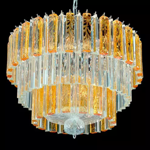 "Bette" lustre en cristal de Murano - 9 lumières - transparent et ambre