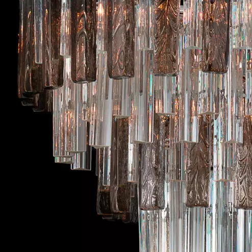 "Blondie" lustre en cristal de Murano - 9 lumières - transparent et fumée 