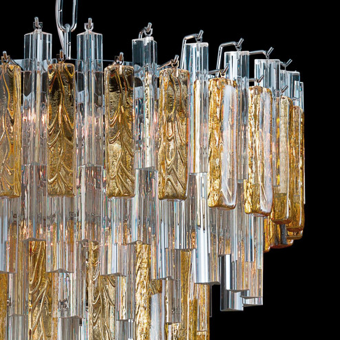 "Kylie" Murano glass chandelier - 9 lights - transparent and amber