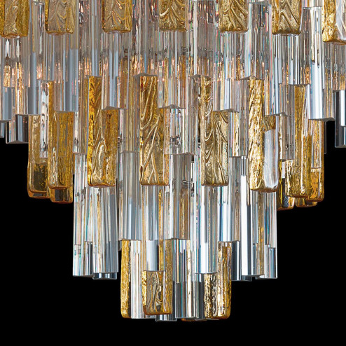 "Kylie" lampara de araña de Murano - 9 luces - transparente y ámbar
