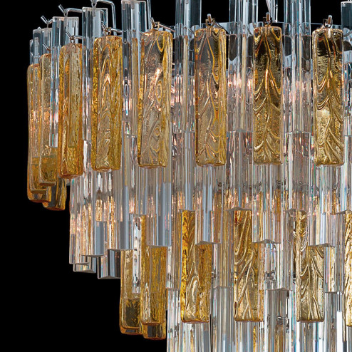 "Kylie" lampara de araña de Murano - 9 luces - transparente y ámbar