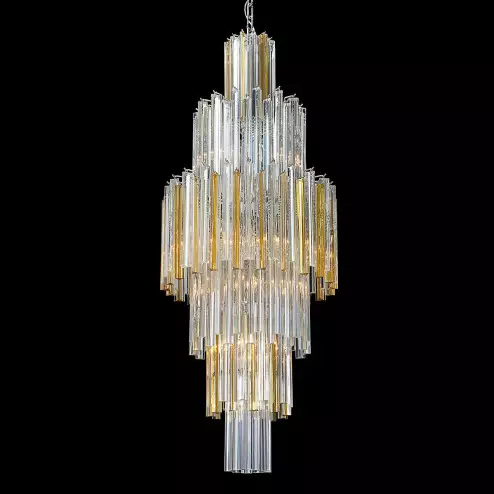 "Labelle" lustre en cristal de Murano - 16 lumières - transparent et ambre