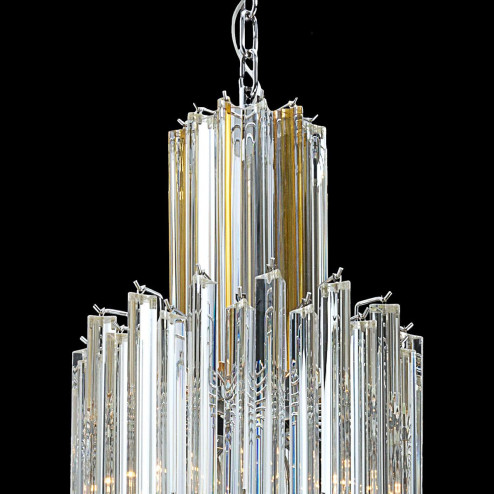 "Labelle" lustre en cristal de Murano - 16 lumières - transparent et ambre