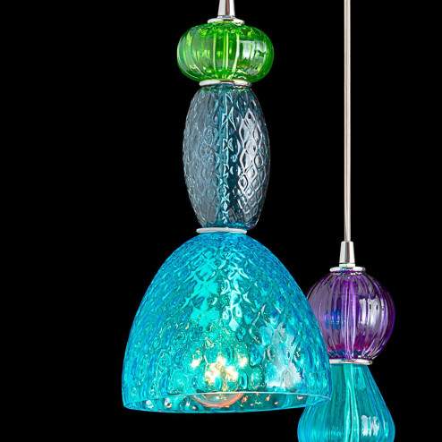 "Karen" suspension en verre de Murano - 3 lumières - multicolor