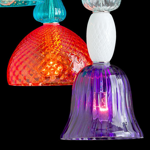 "Karen" Murano glas hangeleuchte - 3 flammig - multicolor