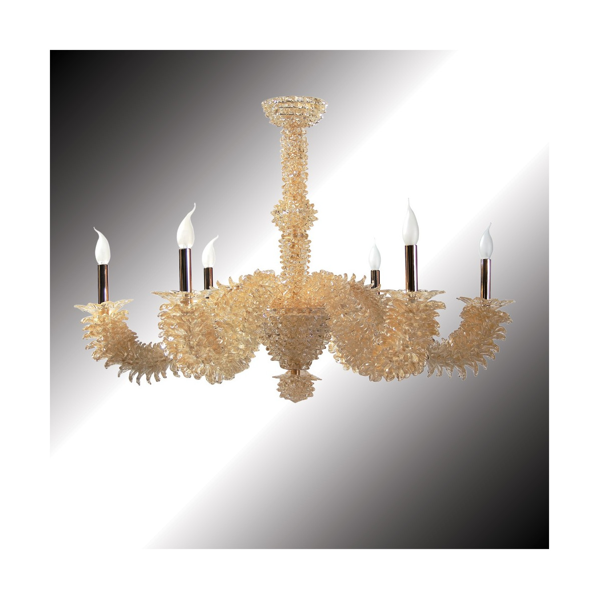 "Narciso" 6 lights 24K gold Murano glass chandelier