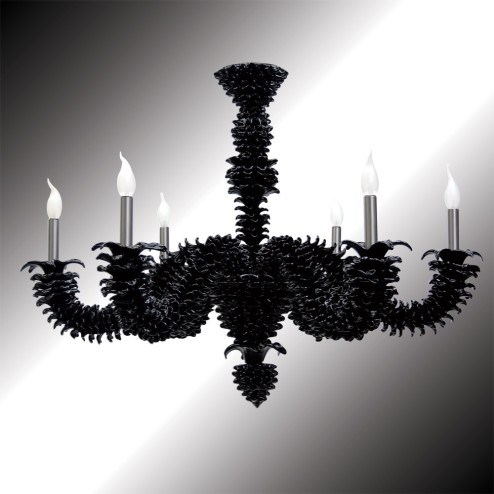 "Narciso" lustre noir en verre de Murano 6 lumières