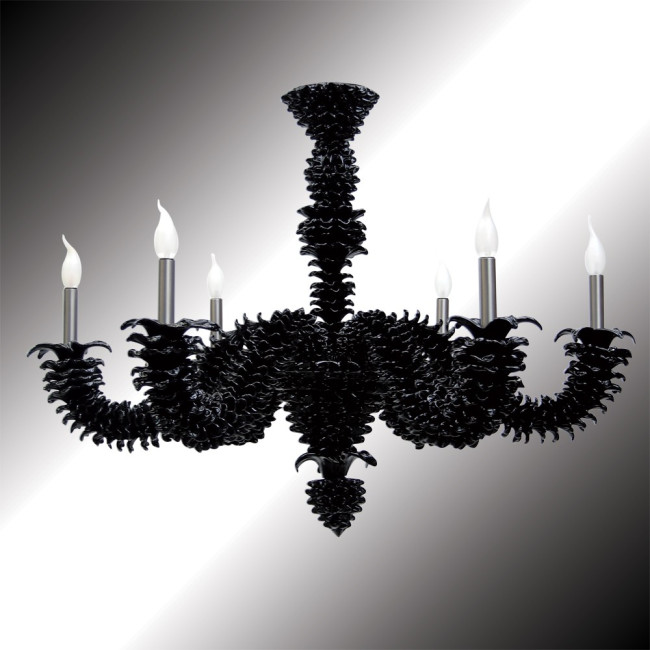 "Narciso" 6 lights black Murano glass chandelier