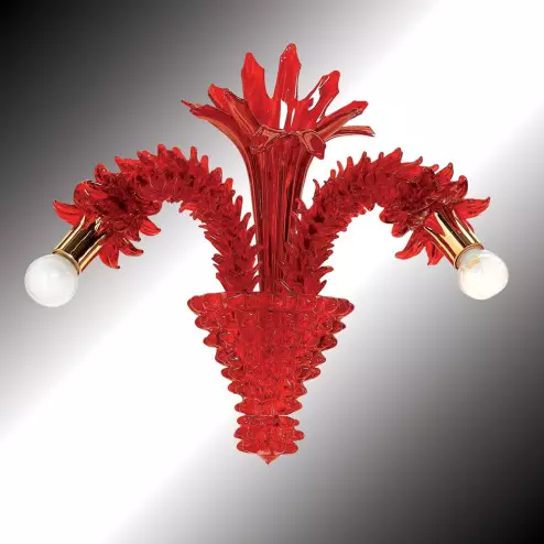 "Narciso" 2 luces aplique rojo en cristal de Murano