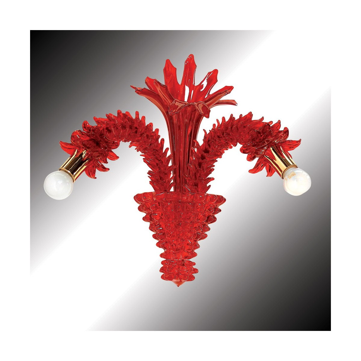"Narciso" 2 lights red Murano glass wall sconce