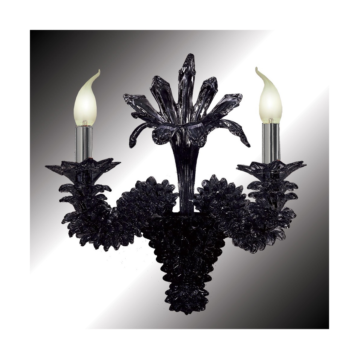 "Narciso" 2 luces aplique en cristal de Murano - color negro