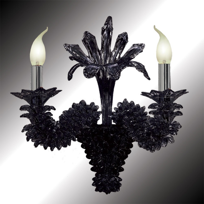 "Narciso" 2 lights Murano glass wall sconce - black color