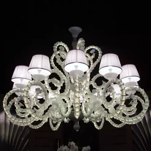 "Adelina" Murano glas Kronleuchter - 12 flammig - weiß