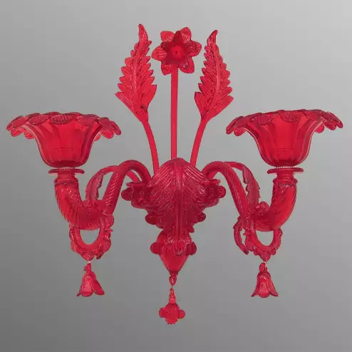 "Sveva" applique en verre de Murano - 2 lumières - rouge