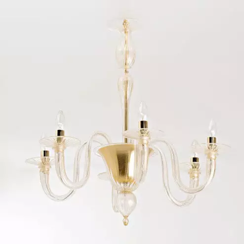 "Brigitta" lustre en cristal de Murano - 6 lumières - or