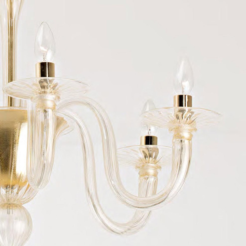 "Brigitta" lustre en cristal de Murano - 6 lumières - or