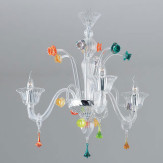 "Amanda" lampara de araña de Murano - 3 luces - transparent con detalles de color