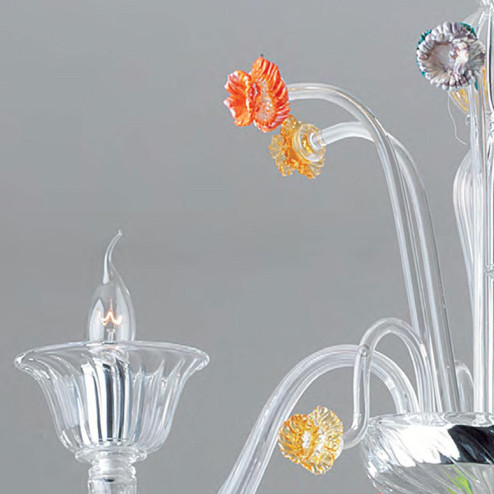 "Amanda" lampara de araña de Murano - 3 luces - transparent con detalles de color