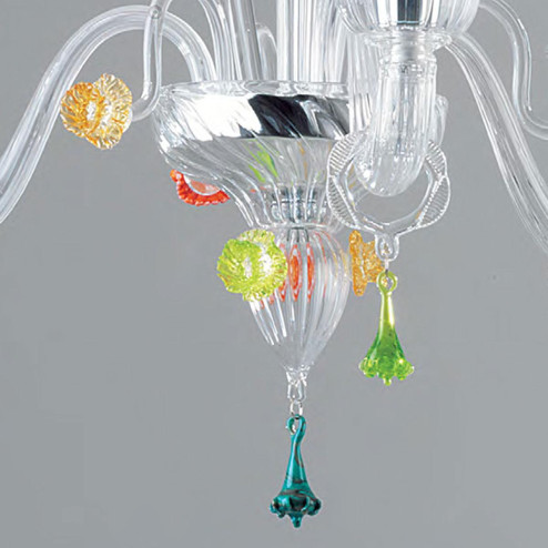 "Amanda" Murano glass chandelier - 3 lights - transparent with colored details