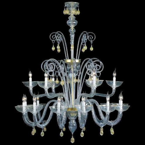 "Moira" Murano glas Kronleuchter - 12+6 flammig - transparent und gold