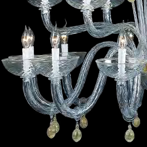 "Moira" Murano glass chandelier - 12+6 lights - transparent and gold