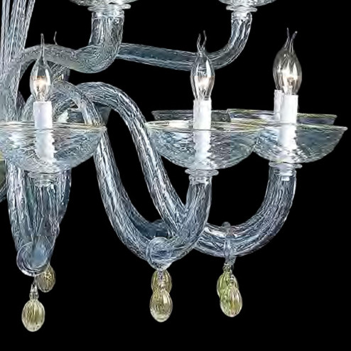 "Moira" lustre en cristal de Murano - 12+6 lumières - transparent et or