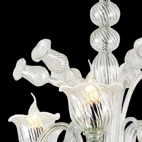 "Fabiana" Murano glass chandelier - 5 lights - transparent and white