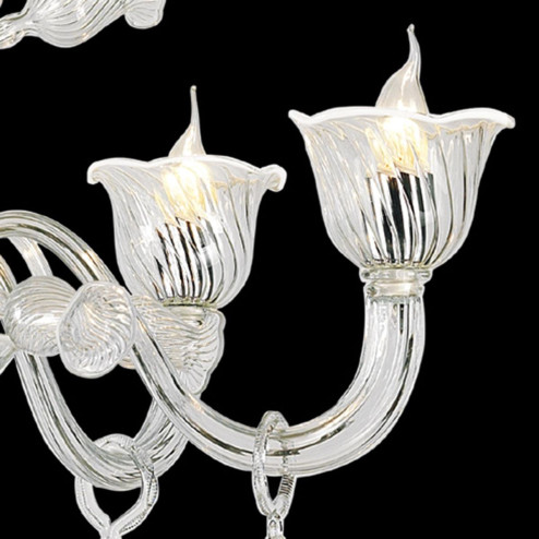 "Fabiana" lustre en cristal de Murano - 5 lumières - transparent et blanc