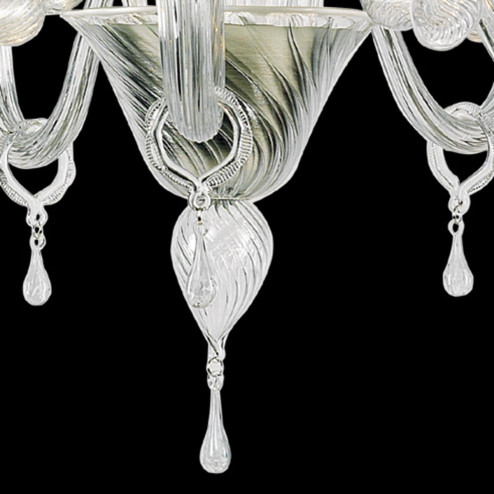 "Fabiana" lustre en cristal de Murano - 5 lumières - transparent et blanc