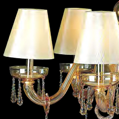 "Fabiola" lampara de araña de Murano con pantallas - 8 luces - ámbar
