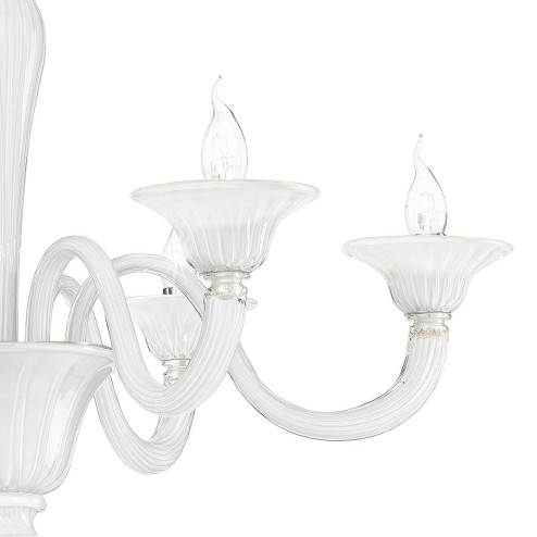"Paola" Murano glass chandelier - 6 lights - white