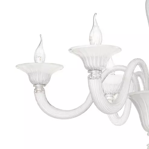 "Paola" Murano glass chandelier - 6 lights - white