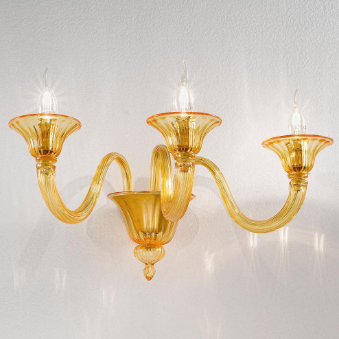 "Paola" Murano glass sconce - 3 lights - amber