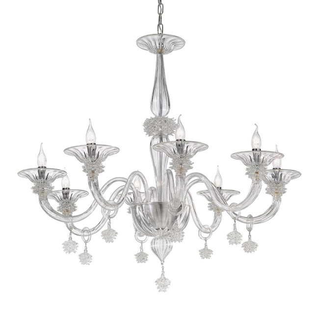 "Fatima" Murano glass chandelier - 8 lights - transparent