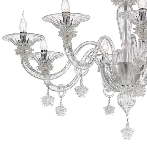 "Fatima" lustre en cristal de Murano - 8 lumières - transparent