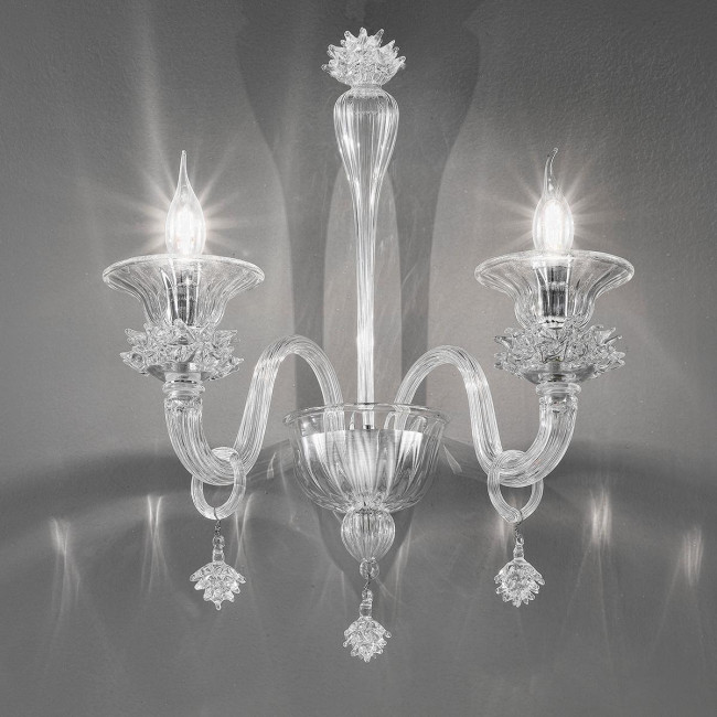 "Fatima" applique en verre de Murano - 2 lumières - transparent